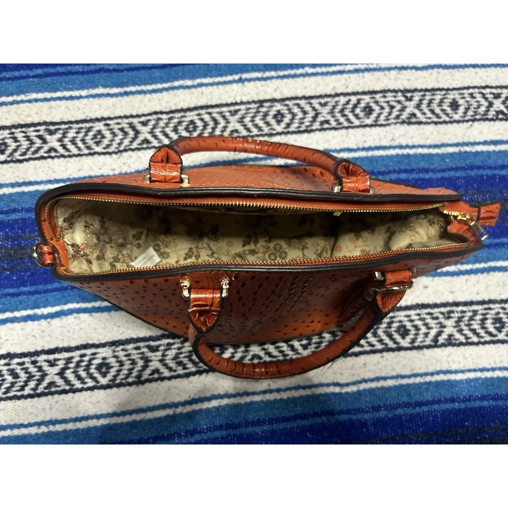 Y2K Cato Orange Ostrich Croc Embossed Satchel Handbag Purse Tassel Structured